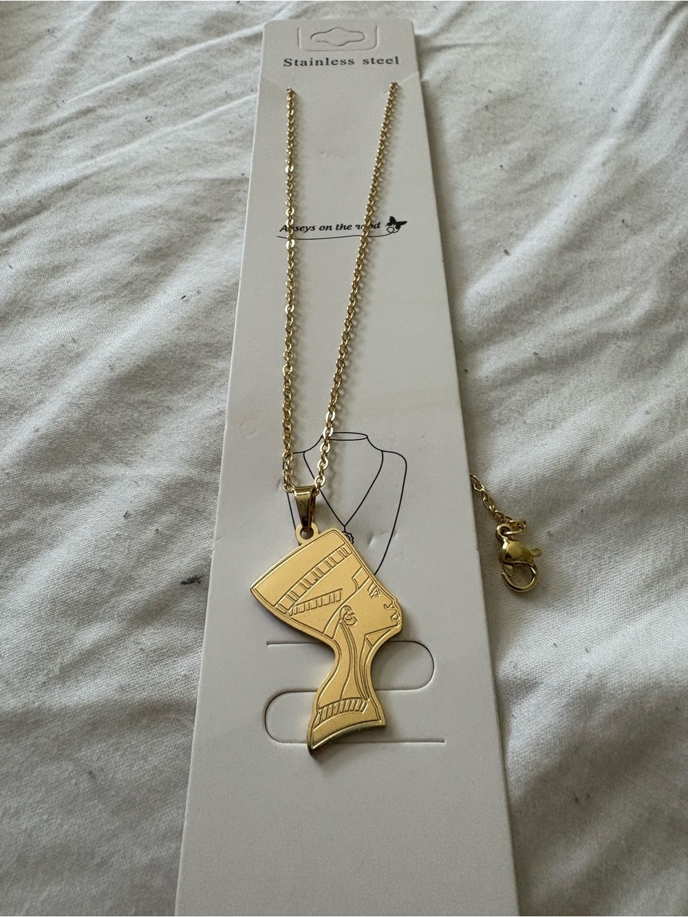 Gold-Tone Egyptian Nefertiti Pendant Necklace - Stainless Steel